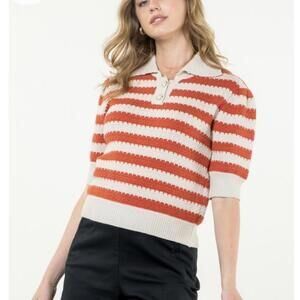 THML Collared Striped Knit Top/Sweater Size Small